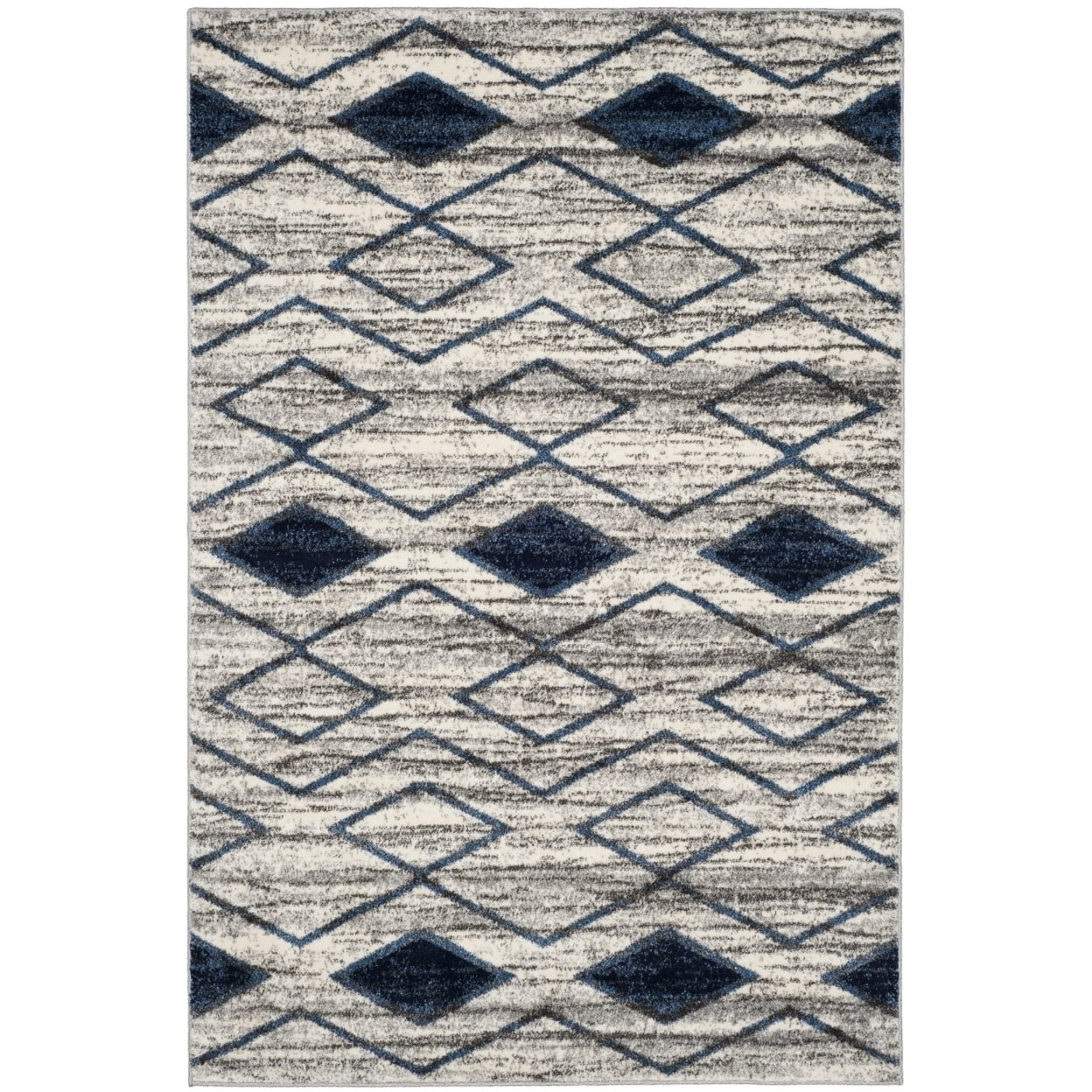 SAFAVIEH Tunisia Lydia Geometric Area Rug, Light Grey/Blue, 4' x 6'