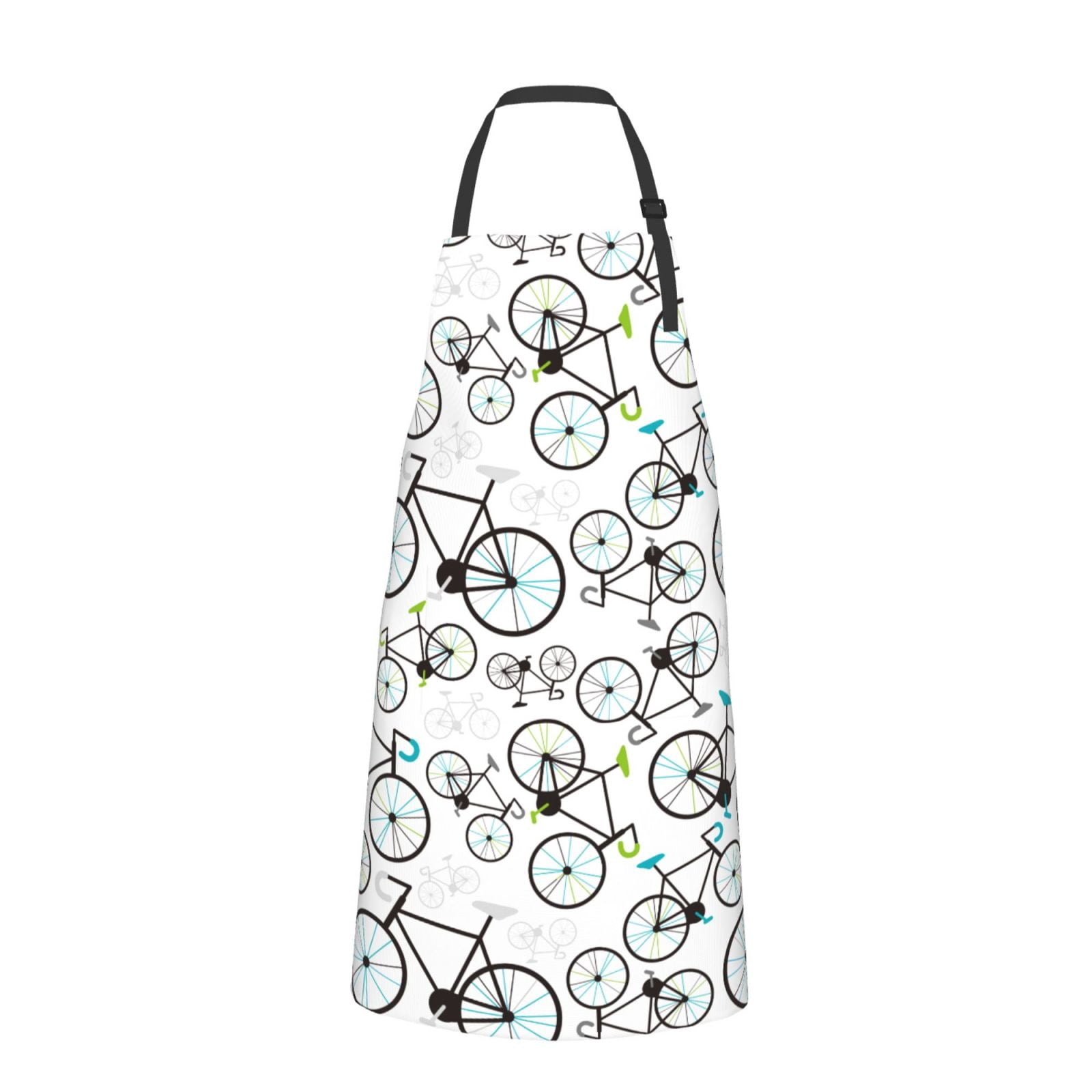 Fuzoiu Bicycle Print Adjustable Waterproof Apron with Pockets,Waterproof Apron for Cooking, Gardening, and Art Projects