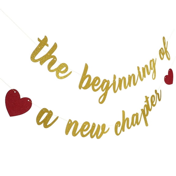 Wedding Decorations Gold Decor Wall D茅cor Wedding D茅cor New Beginning Banner Party Banner Engagement Wedding Graduation Retirement Party Decoration Flag (Gold) The Sign Pull The Flag Paper Baby Work