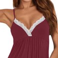 thumbnail image 5 of Blmnix Sexy Nightgown Women Nightgown Chemises Bamboo Nightgowns Nightshirt V-Neck Above-the-Knee Sleeveless Red Moo Moos for Women Nightgown, 5 of 5