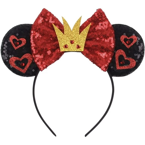 Red Hearts Sequin Mickey Minnie Ears Headband / Minnie Inspired Princess Ears / Minnie Headband