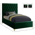 thumbnail image 3 of Meridian Furniture Cruz Solid Wood Tufted Velvet Twin Bed in Green, 3 of 5