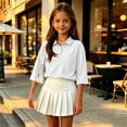 thumbnail image 6 of School Shirts for Girls Polo Shirt with Collared Short Sleeve Uniform Tops Summer Casual Kids Clothes White,9-10 Years, 6 of 7