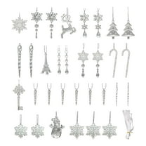 chaungfeng 32 Pcs Christmas Snowflake Ornament Set, Transparent Crystal Icicle Water Drop Pendants, for Tree Decor, Holiday Window Display, Gifts Giving