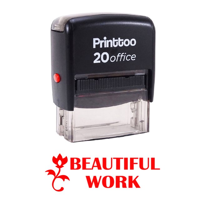 Printtoo BEAUTIFUL WORK Self Inking Rubber Stamp Office Stationary Custom Stamp-Red