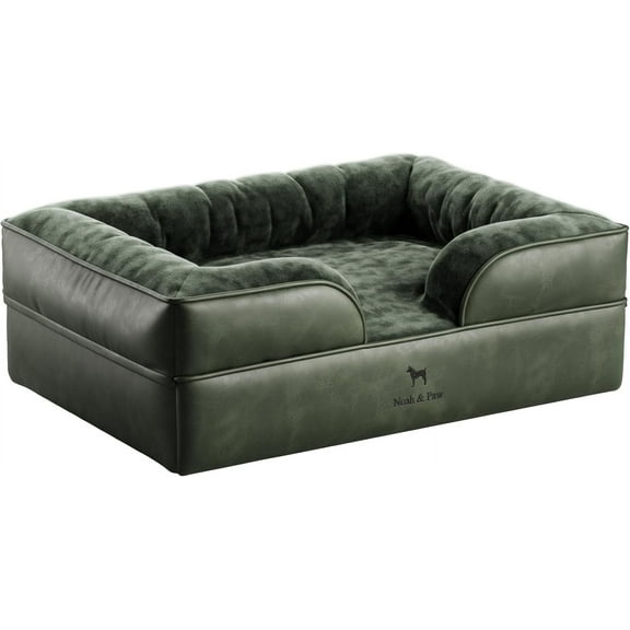 NOAH & PAW Large Dog Bed, 35x25x11 Inch, Orthopedic Dog Beds, Eggshell Memory Foam Infused with Cooling Gel, Waterproof, Machine Washable, Includes Inner Cover (Vegan Leather)