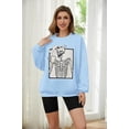 thumbnail image 2 of Meladyan Halloween Skull Graphic Print Fleece Oversized Sweatshirt Crewneck Long Sleeve Drop Shoulder Pullover, 2 of 10