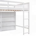 thumbnail image 5 of Full Size Solid Pine Wood Loft Bed with 8 Storage Shelves and Built-in Ladder, Antique White for Bedroom, 5 of 16