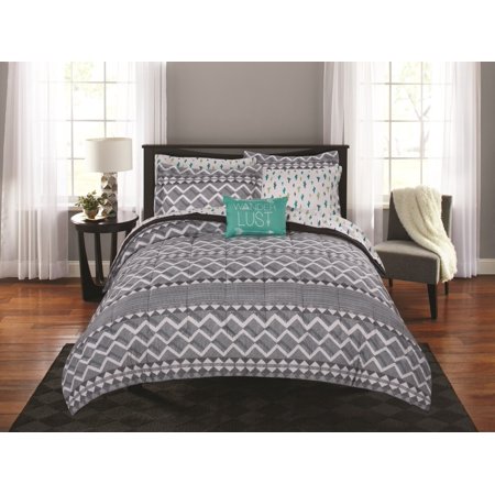 Mainstays Linen Tribal Diamond Bed in a Bag Coordinating ...