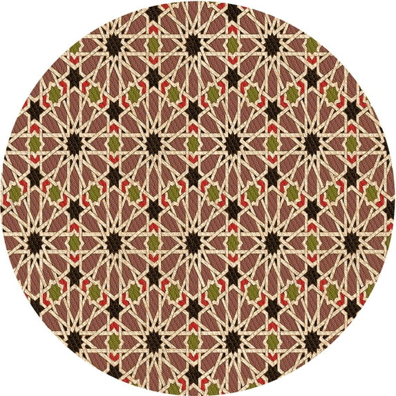 Ahgly Company Indoor Round Patterned Saffron Red Area Rugs, 8' Round