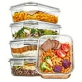 thumbnail image 2 of 5-Pack 35oz Glass Food Storage Containers with Airtight Lids - Reusable Lunch Preservation Boxes - Oven/Microwave/Freezer/Dishwasher Safe for Kitchen, 2 of 8
