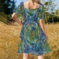 thumbnail image 3 of Vestido de manga corta A Walk to the ropa para mujer vestidos de noche de lujo a la moda para mujer vestido vintage 2025, 3 of 6