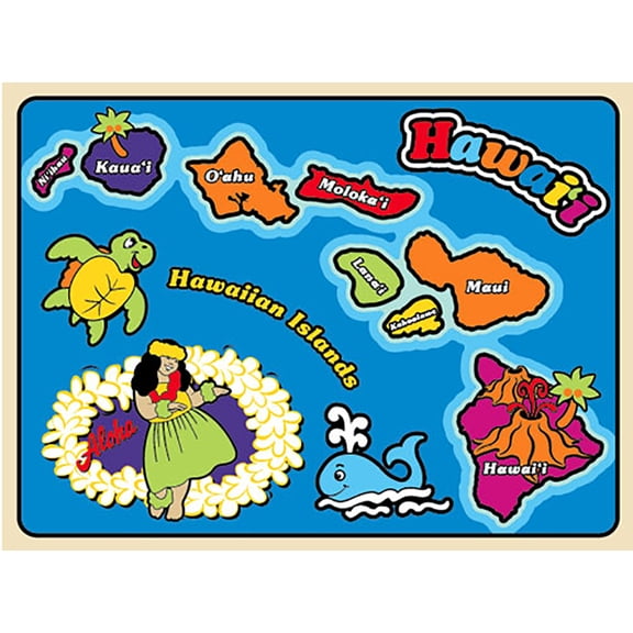 Islander Hawaiian Childrens Wood Puzzle Blue Island Chain