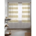 thumbnail image 3 of Cream Striped Curtains 63 Inch Length, Sheer Curtains for Bedroom Living Room Window Farmhouse Vintage Brown Stripes Rod Pocket Voile Drapes Kitchen Curtains Small Half Window 42"x63" 2 Panels, 3 of 6
