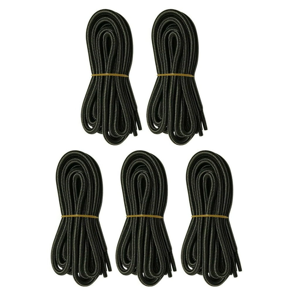 5 Pairs 5mm Thick Heavy Duty Black Gray Hiking Work Boot Laces