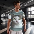 thumbnail image 3 of Wukai Funny Cat Print Men's Short-Sleeved Mesh T-Shirt,Quick-Dry Short Sleeve Workout T-Shirt-3X-Large, 3 of 8