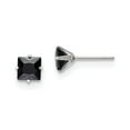 thumbnail image 1 of White Stainless Steel Earring Stud Women'S Cubic Zirconia CZ Square Black 6.59 mm 6.63, 1 of 3
