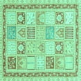 thumbnail image 1 of Ahgly Company Machine Washable Indoor Square Abstract Turquoise Blue Modern Area Rugs, 8' Square, 1 of 4