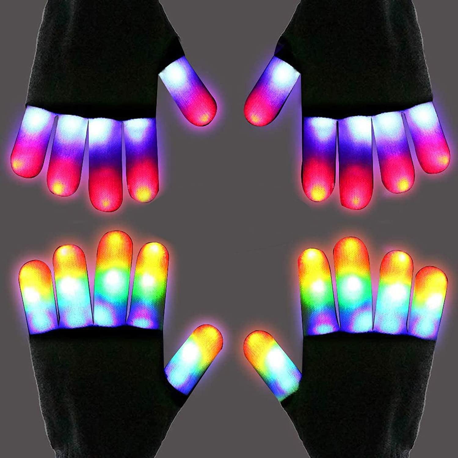 4 Pairs LED Gloves Light Up Gloves Flashing Finger Gloves for Kids