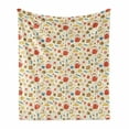 thumbnail image 1 of Tea Party Soft Flannel Fleece Blanket, Teapot Cupcake Candies Treats Cakes Croissant Cherry Bakery Illustration, Cozy Plush for Indoor and Outdoor Use, 50" x 60", Eggshell Dark Coral, by Ambesonne, 1 of 5
