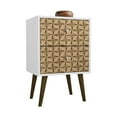 thumbnail image 2 of Manhattan Comfort Table de Chevet Moderne 2 Tiroirs, Blanc/3d Marron, 2 of 8