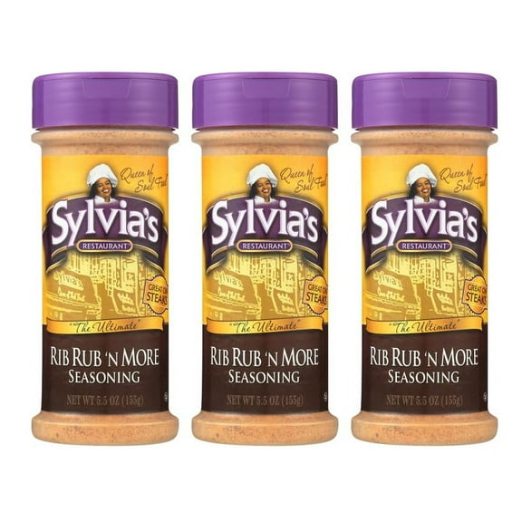 Sylvias Rib Rub n More Seasoning, Best BBQ Rub for Ribs, Steak, Pork Chops and More, 5.5oz (Pack of 3) H1