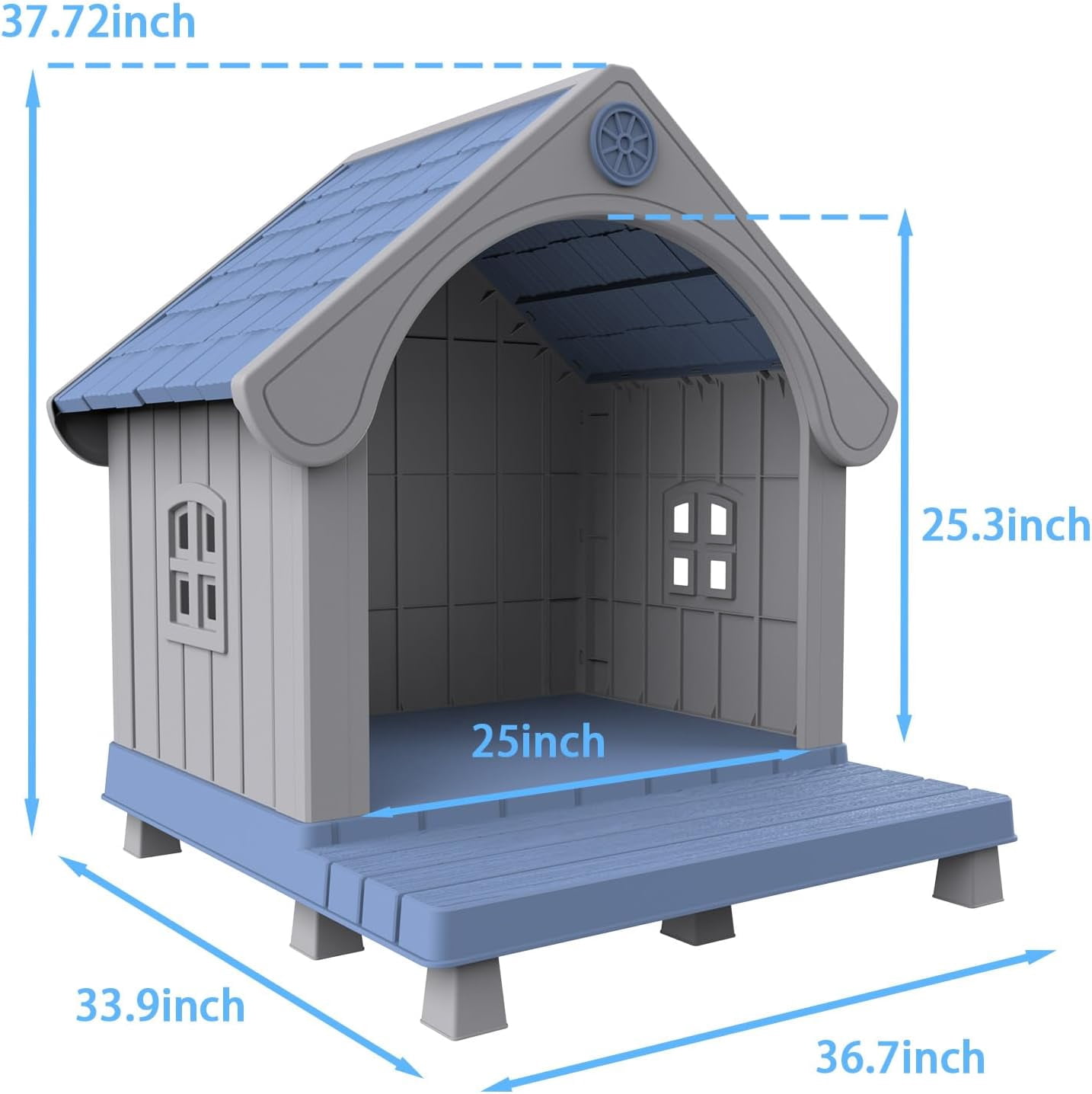 Joxxoaa Dog House Resin Dog Kennel with Cute Elegant Design & Extended Elevated Floor, Dog Houses for Large Dogs Outside Weatherproof for Indoor & Outdoor Use,Father's Day Gift
