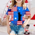 thumbnail image 2 of Ruyang Girls 4th of July T Shirt Statue of Liberty American Flag Firework Print Short Sleeve Summer Casual Patriotic Tee Tops, 2 of 5