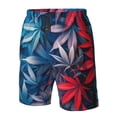 thumbnail image 4 of Cauagu Red And Blue Leaves Print Men's Swim Trunks,Hawaiian Bathing Suit Swimsuits Beach Shorts with Pockets for Men Quick Dry Swimming Board Shorts-3X-Large, 4 of 6