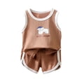 thumbnail image 2 of ITSAME Boys Outfit Set, Crewneck Printed Tank Top and Shorts Summer Casual Comfort Clothes 2-Piece Coffee Size 2-3T, 2 of 7