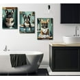 thumbnail image 2 of Bathroom Dog Wall Art, Funny Animal Canvas Paintings Prints, French Bulldog Pictures Poster Artworkfor Lavatory Toilet Restroom Washroom Home Decortion（Only canvas）, 2 of 6