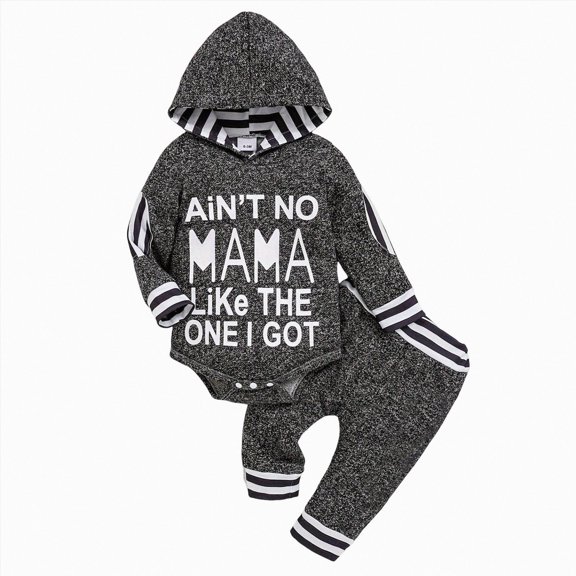 Newborn Baby Boy Clothes Plaid Letter Print Long Sleeve Hoodies Romper Long Pants 2PCS Fall Winter Outfits Set Kaprioy Boys Clothes Fall Winter