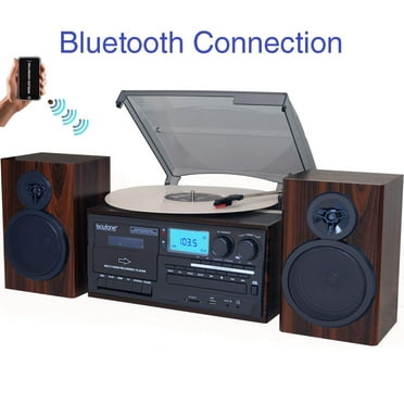 Boytone BT-28MB, Bluetooth Classic Style Record Player Turntable with AM/FM Radio, CD / Cassette Player, 2 Separate Stereo Speakers, Record from Vinyl, Radio, and Cassette to MP3, SD Slot, USB, AUX