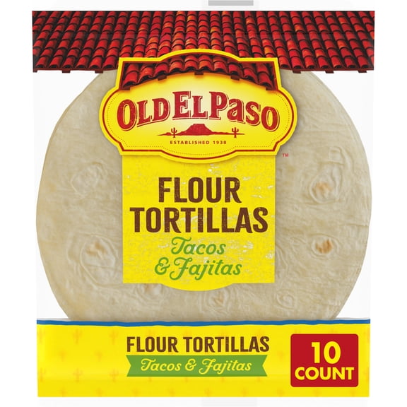 Old El Paso Flour Tortillas for Soft Tacos and Fajitas, Meal Prep, 10 Count, 8.2 oz