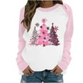 thumbnail image 2 of asdoklhq Christmas Sweatshirts for Women Casual Christmas Printed Long-sleeved Round-neck Raglan Sweater Pink 5X, 2 of 3