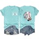 thumbnail image 1 of Camisetas de Manga Corta para las Mujeres Carta Impresa Doble Cara Suelta Tee, Casual Vintage Verano Top Mujeres, 1 of 3
