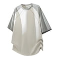 thumbnail image 2 of Men's Short Sleeve T-Shirts Oversized Big & Tall Raglan Color Block Crew Neck Shirt Summer Lightweight Breathable Loose Fit Streetwear Top Casual Workout Tee, 2 of 5