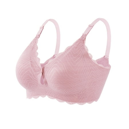 Virmaxy Womens Nursing Bras Comfortable Breathable No Steel Ring Front Buckle Breastfeeding Bra Underwear Nursing Bras for Breastfeeding and Breast Pumping Pink XXL