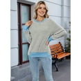 thumbnail image 6 of Long Sleeve Shirts for Women Tunic Tops Loose Fit Cute Casual Color Block Ribbed Knit Tops Sweaters Grey S, 6 of 9