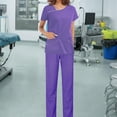 thumbnail image 1 of Conjunto de uniformes para mujer, pantalones superiores de enfermera, trajes de trabajo de médico, ropa cómoda para el de mascotas, SPA, Púrpura Macarena Pantalones médicos de enfermera, 1 of 8