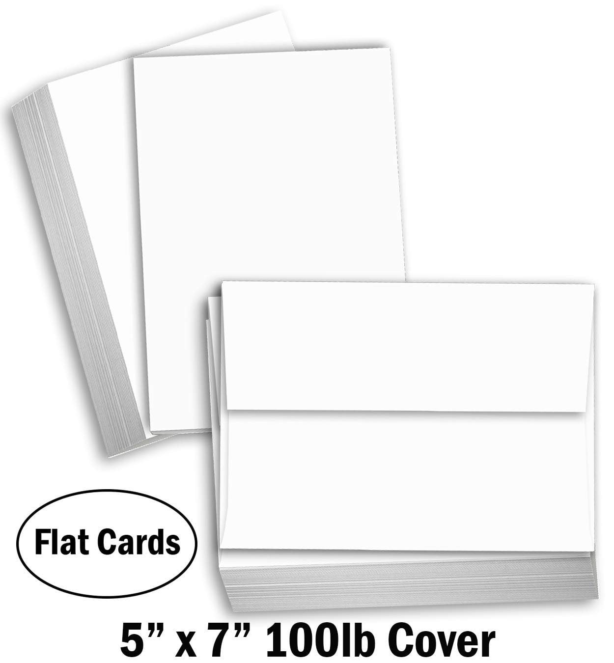 Hamilco White Cardstock Thick Paper - Blank Index Flash Note & Post Cards with Envelopes - Greeting Invitations Stationary 5 X 7" Heavy Weight 100 lb Card Stock for Printer 100 Pack - with Envelopes