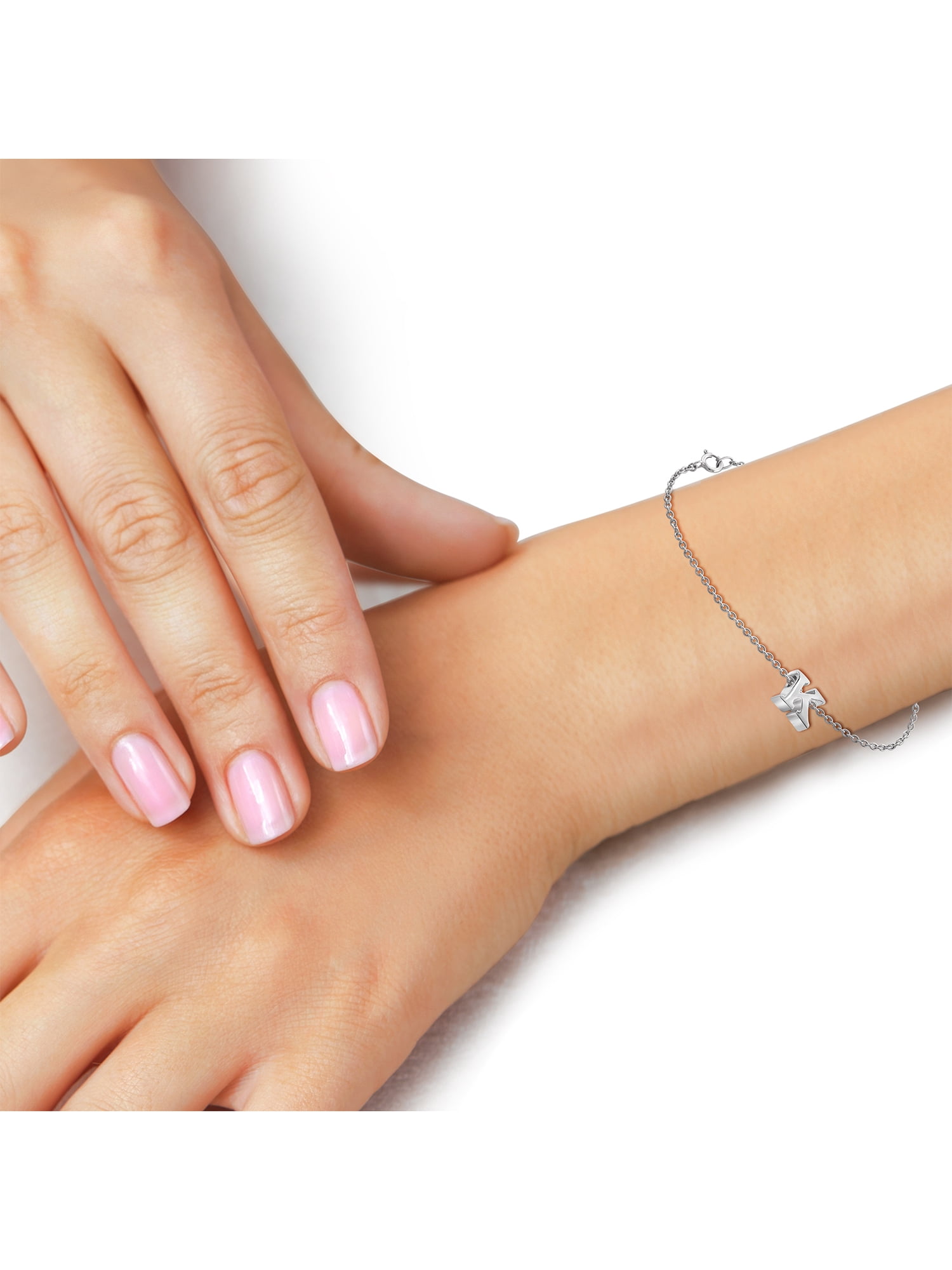 JewelersClub Sterling Silver Minimalist Initial Charm Bracelet