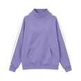 thumbnail image 4 of Turilly Women's Autumn Winter Loose Mock Neck Sweatshirt, Color Block Side Stripe Long Sleeve Pullover with Front Pocket, Casual Soft Sports Fashion Top for Daily Outdoor Wear, 4 of 6
