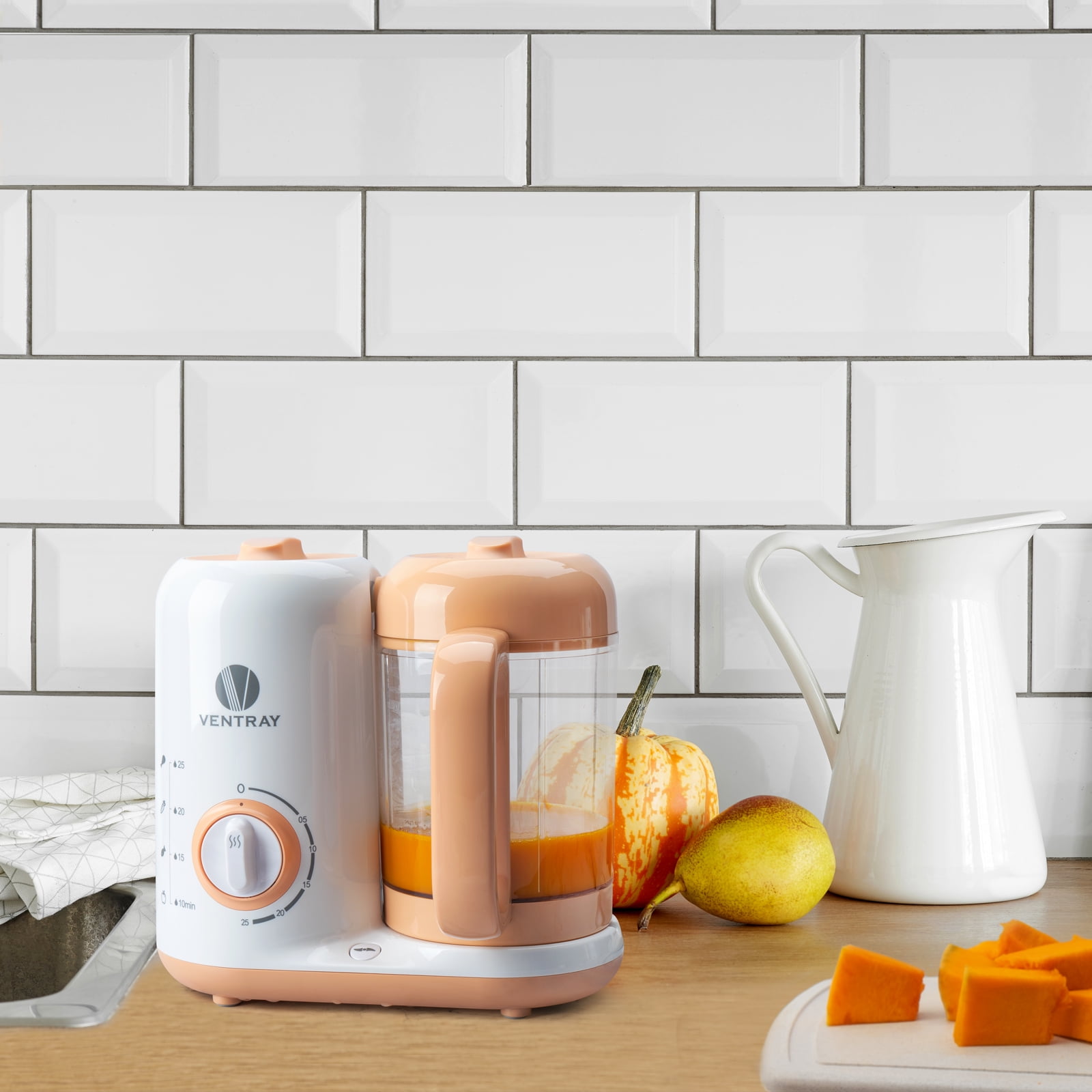 Ventray Baby Food Maker All in one Baby Food Processor Blender Steamer Cooker Chop Grind Puree BPA Free peach Walmart