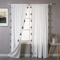 thumbnail image 5 of DriftAway Boho Velvet Handmade Tassel Curtain Room Darkening Thermal Insulated Window Curtain Rod Pocket 2 Panels 84"L x 50"W Ivory Peacock Blue, 5 of 6