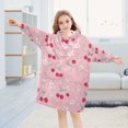 thumbnail image 5 of FORMRS Wearable Blanket Hoodie with Sleeves for Kids Cozy Flannel Sweatshirt, Pink Cute Cherry Pattern, 5 of 7