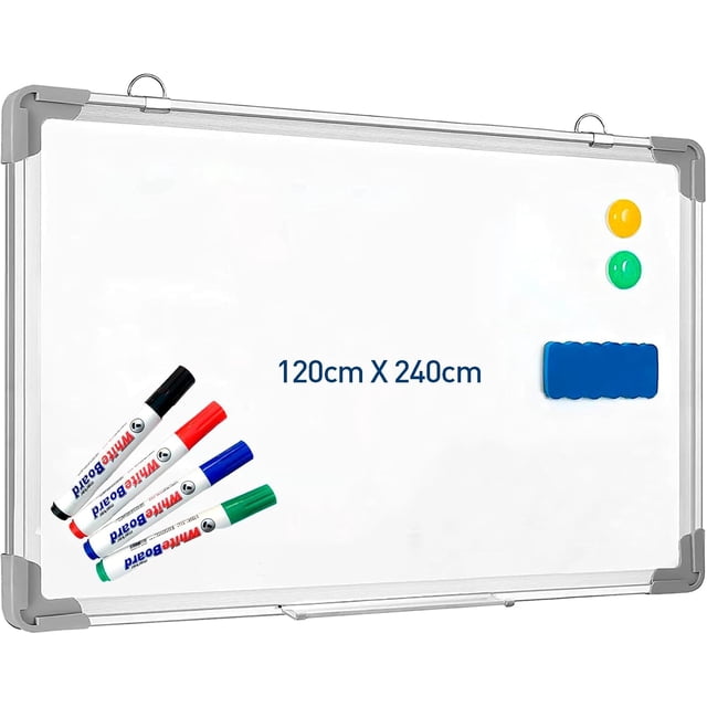 Pizarrón Bluelander con Plumones, Borrador, Kit de Instalación y Accesorios, 120 x 240 cm, Blanco