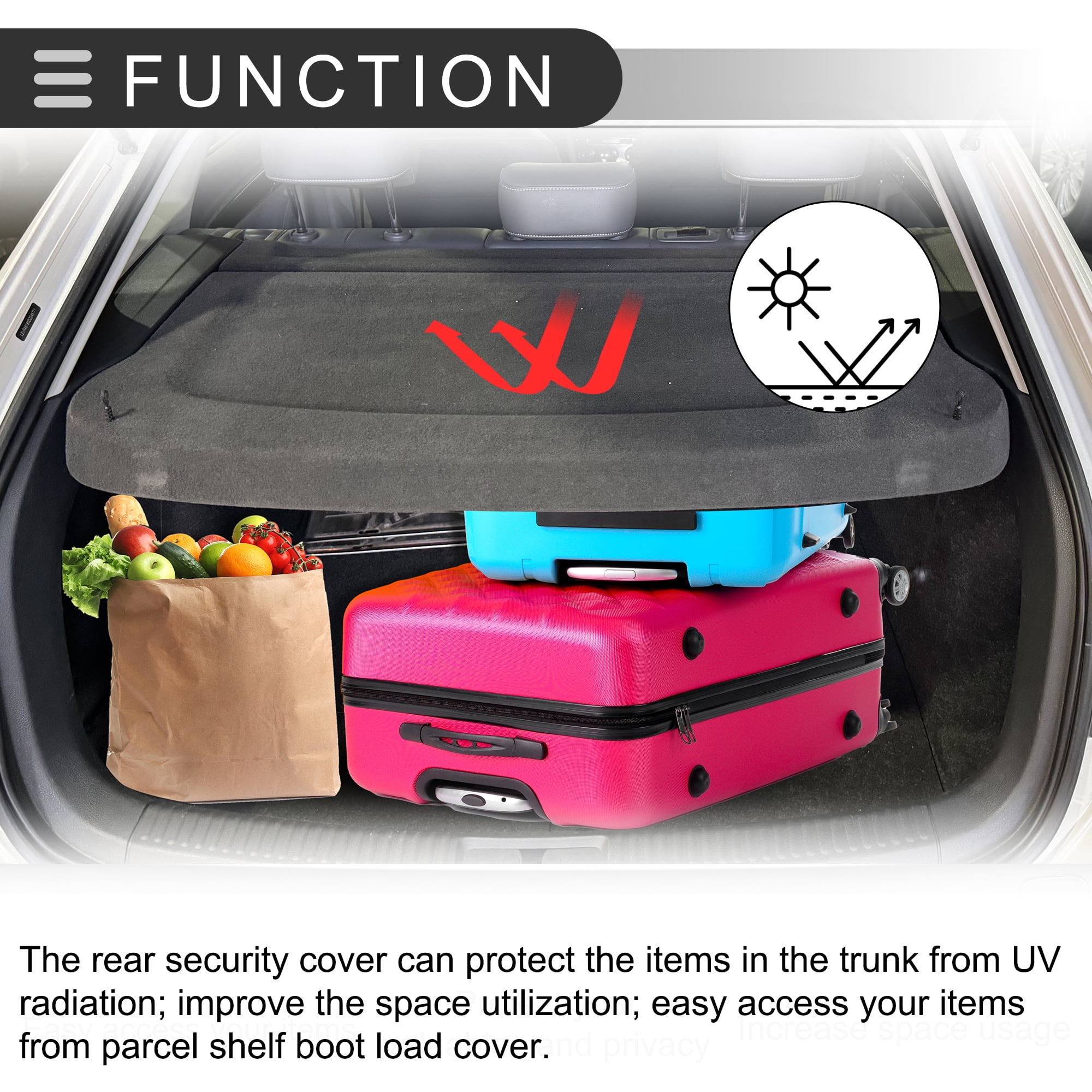 Unique Bargains Car Cargo Cover Board for Toyota CHR 2016-2021 Tonneau Shield Parcel