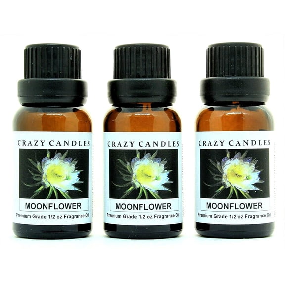 Moonflower 3 Bottles 1/2 Fl Oz Each 15ml Premium Grade Scented Fragrance Oil By Crazy Candles Uniquely Subtle Yet Fragrant