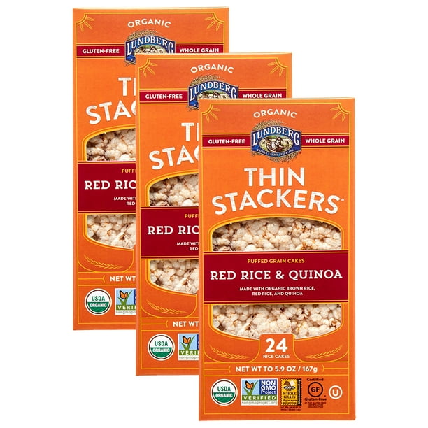 (3 Pack) Lundberg Organic Thin Stackers Rice Cakes, Red (3 Pack) Lundberg Organic Thin Stackers Rice Cakes, Red